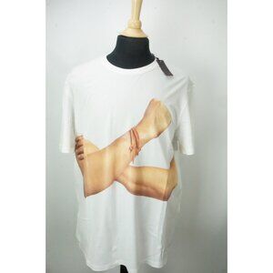 Isaia Napoli Corallino TAKE THIS Gesture White 100% Cotton T Shirt 3XL XXXL NEW